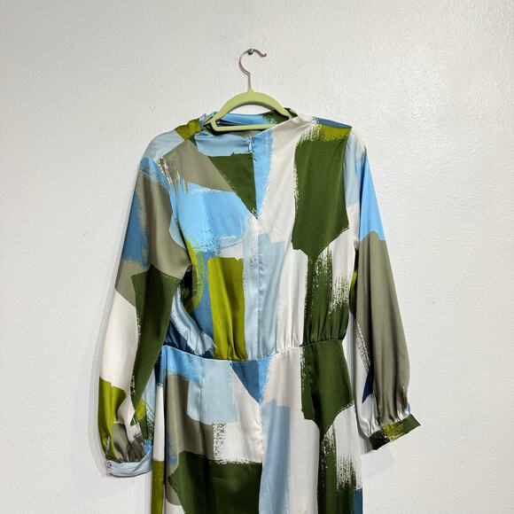 Zara Blue Multicolor Abstract Print Midi Dress Sz L NWT - Picture 10 of 14